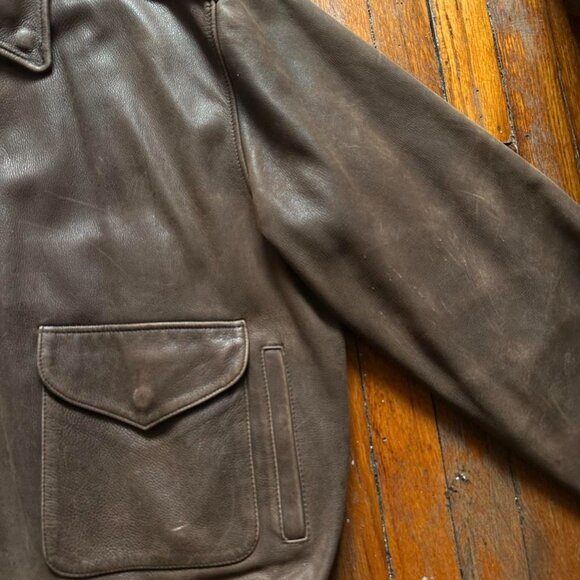 Vintage US WINGS Aviator Flight Bomber Jacket Men XXL Brown Pilot Indiana Jones - Picture 5 of 8